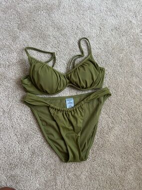 Shade & Shore Olive Green Two-Piece Bikini Set